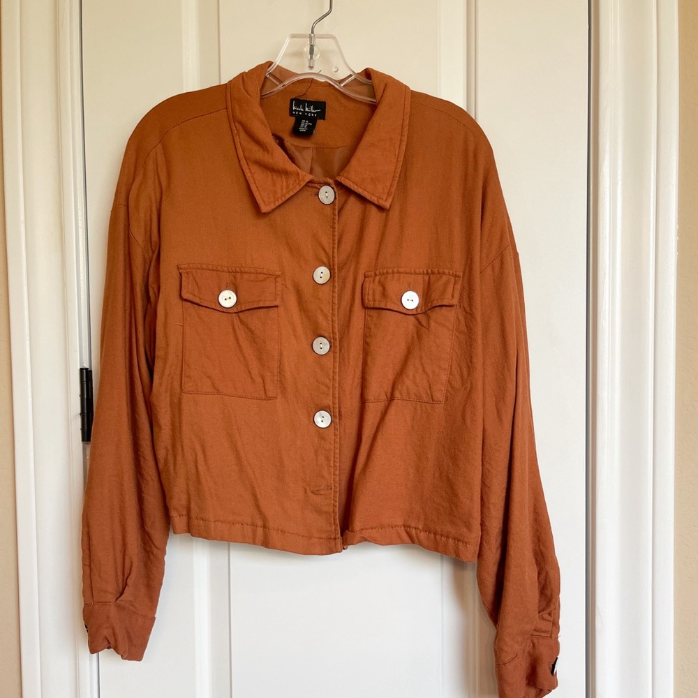 Nicole Miller, Cropped Linen Blend Blazer, XL, NWOT